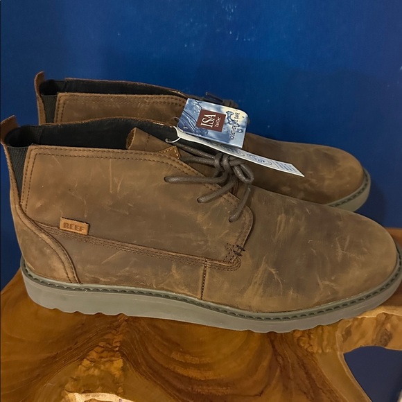 NWT Men\'s Reef Voyage Brown Leather Boot Size 12